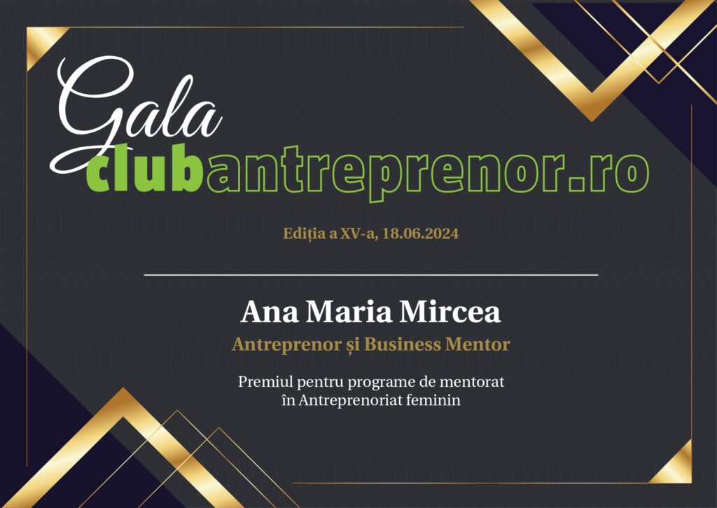 Ana Maria Mircea, Antreprenor și Business Mentor Premiul pentru programe de mentorat în Antreprenoriat feminine
