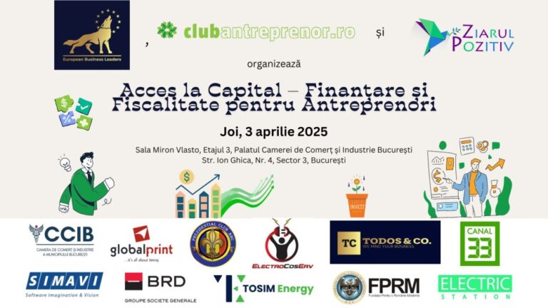 Acces la Capital – Finanțare și Fiscalitate pentru Antreprenori - 3 aprilie 2025 (cu toate cele 11 logo-uri)